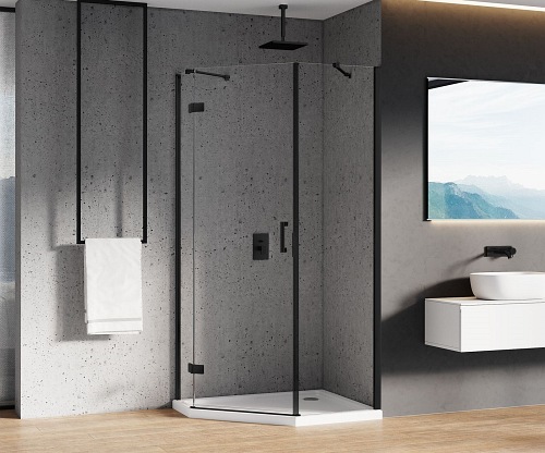 Kabina pięciokątna 100x80 prawa K-0675 New Azura Black New Trendy