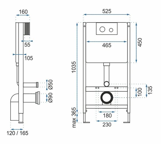 Zestaw podtynkowy kompletny stelaż + miska RAIN-BL-GL-RIM-03 + przycisk ST+H GOLD