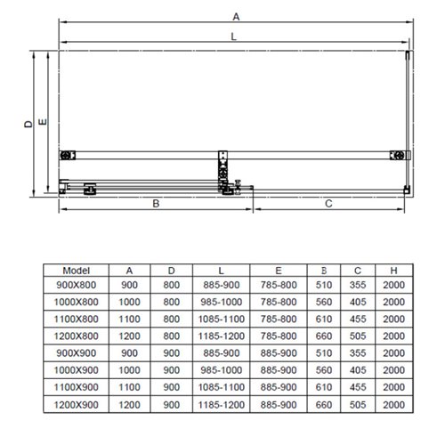 Kabina prysznicowa prostokątna drzwi rozsuwane narożna szkło 8 mm 140x90 cm ASTRA-CH-A-140+B90+E