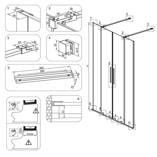 Drzwi prysznicowe rozsuwane szkło 8 mm szerokość 160 cm ASTRA-CH-DUO-160