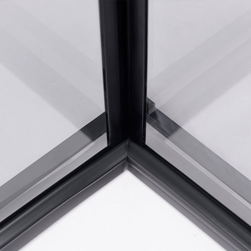 Czarna kabina prysznicowa kwadratowa Super Slim Nova 90x90 drzwi rozsuwane