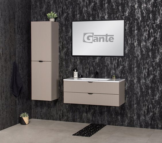 Szafka łazienkowa z lamelami wisząca z umywalką 100 cm 39/2 Victa Lamello kolor fume mat