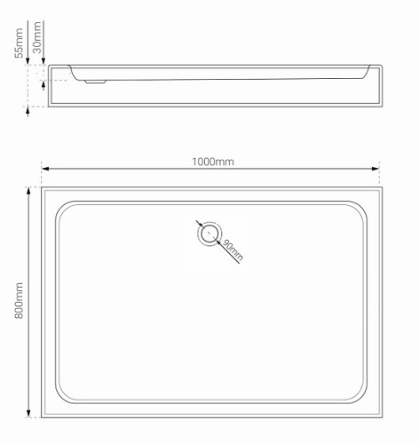 Brodzik prysznicowy prostokątny 80x100 cm BVTRC80X100/5.5