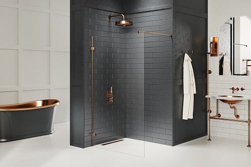 Miedziana Avexa Copper Brushed New Trendy EXK-3763 ścianka prysznicowa 80 cm szkło 8 mm