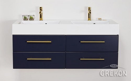 Szafka wisząca z umywalką granatowy mat 120/50/4 cm Belli Gold Gante