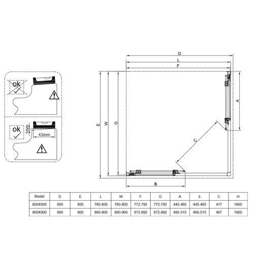 Czarna kabina prysznicowa kwadratowa Super Slim Nova 90x90 drzwi rozsuwane