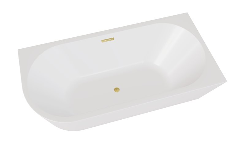 Wanna przyścienna narożna prawa syfon z przelewem złoty 150 cm Zoya Besco WAS-150-ZPZ