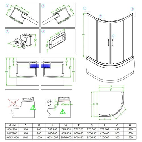 Kabina prysznicowa na głębokim brodziku szkło mrożone 90x90 Maja Hydrosan