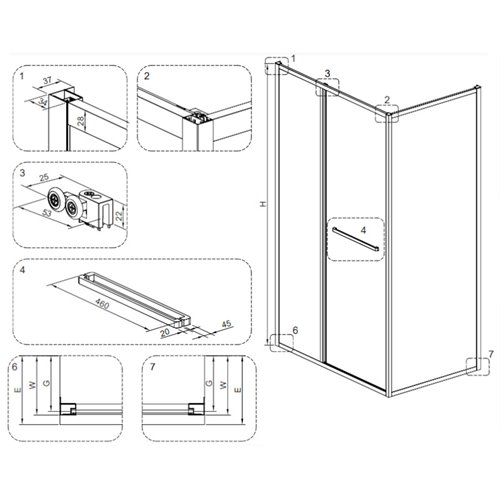 Chromowana prostokątna kabina prysznicowa Kira 110x80 drzwi rozsuwane do wewnątrz