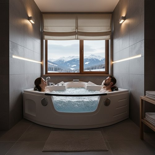 Wanna z hydromasażem narożna podgrzewacz wody Orino 632C 135x135