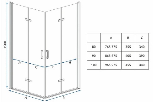 Kabina prysznicowa drzwi składane 80x80 Molier Double Rea