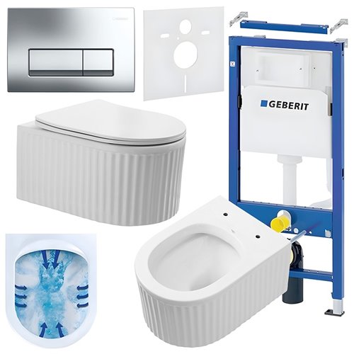 Zestaw podtynkowy stelaż GEBERIT DUOFIX + miska LUMA-WH-RIM-03 + przycisk DELTA 50 chrom