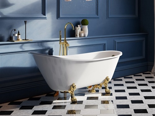 Olaya Besco wanna wolnostojąca retro 160 cm wykończenie złote