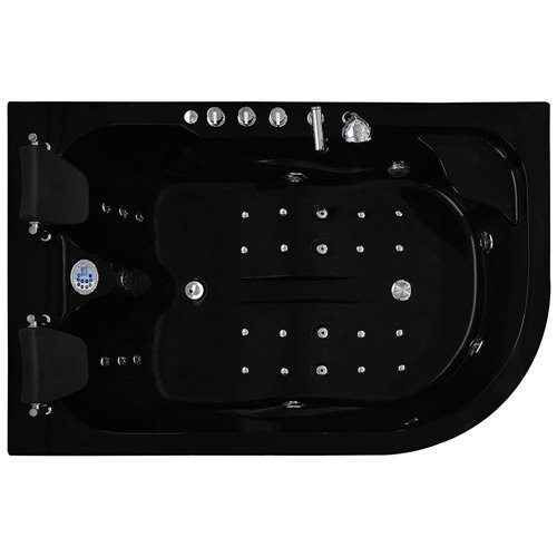 Czarna wanna z hydromasażem dwuosobowa 180x120 cm MO-1631BHC Lewa