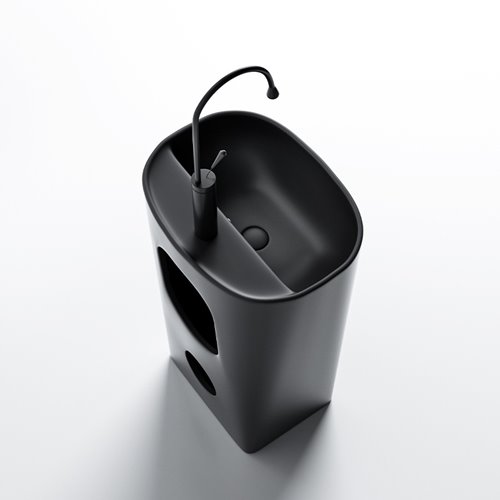 Umywalka wolnostojąca ceramiczna owalna czarny mat 49x37x83 cm CLARO-MTB-490