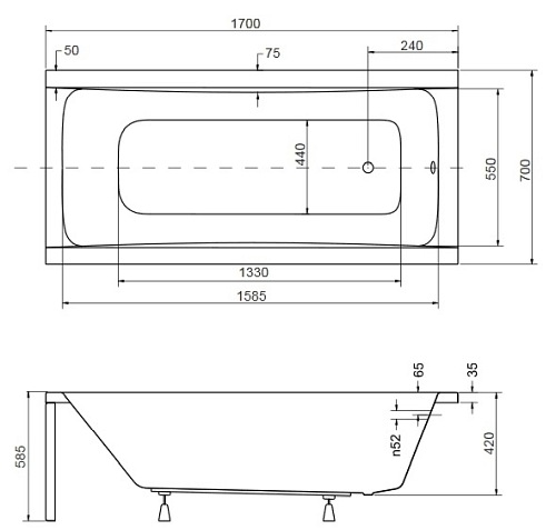Wanna prostokątna 170 cm Optima Besco