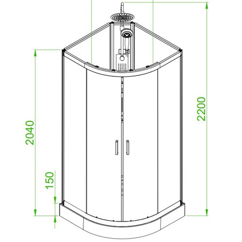 Kabina prysznicowa półokrągła zabudowana profil stal szczotkowana 90x90 Puerto zdjęcie 25