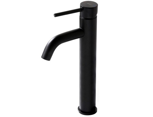 Bateria umywalkowa w kolorze czarnym, wysoka Lungo Black Rea