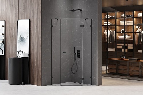 Czarna kabina pięciokątna 80x80 prawa EXK-3874 Avexa New Trendy Black