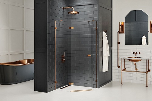 Miedziana kabina pięciokątna 100x80 EXK-3826 Avexa New Trendy Copper Brushed