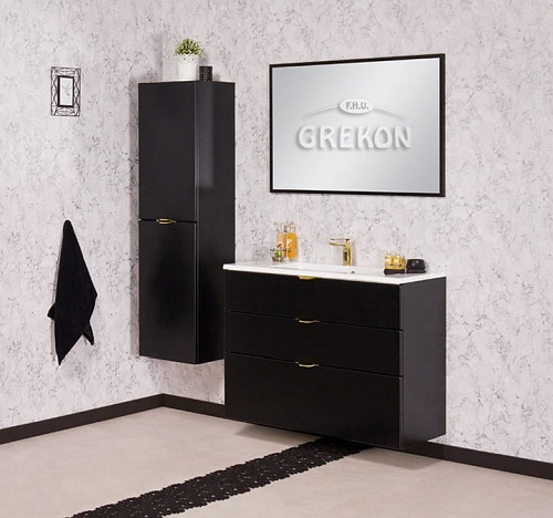 Czarna matowa szafka łazienkowa z umywalką 100/3 cm Victa Gante