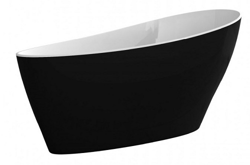 Wanna wolnostojąca + klik-klak chrom czarna Keya B&W Besco 165x70 cm