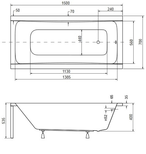 Wanna prostokątna 150 cm Optima Besco