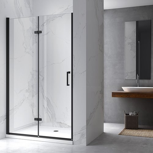 Czarne drzwi prysznicowe składane do wnęki 90 cm ZES-KZ21C-BL-90