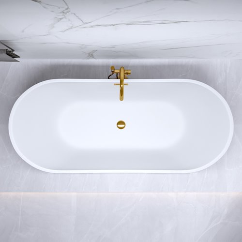 Wanna wolnostojąca czarno biała złoty przelew oraz korek 160 cm Rica Hydrosan