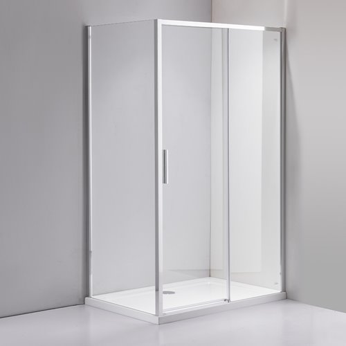 Chromowana prostokątna kabina prysznicowa Super Slim Nova 100x80 drzwi rozsuwane