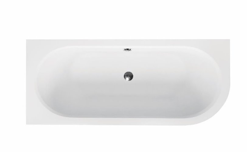 Czarno-biała wanna asymetryczna akrylowa z obudową Avita Besco 170 cm Lewa
