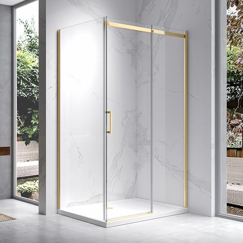 Złota kabina prysznicowa prostokątna 130x80 szkło 8 mm ZES-KZ22D-GL-130X90