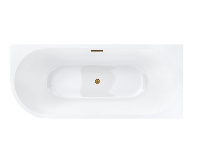 Wanna narożna przyścienna 160 cm Intero Corsan Prawa korek klik-klak złoty szczotkowany