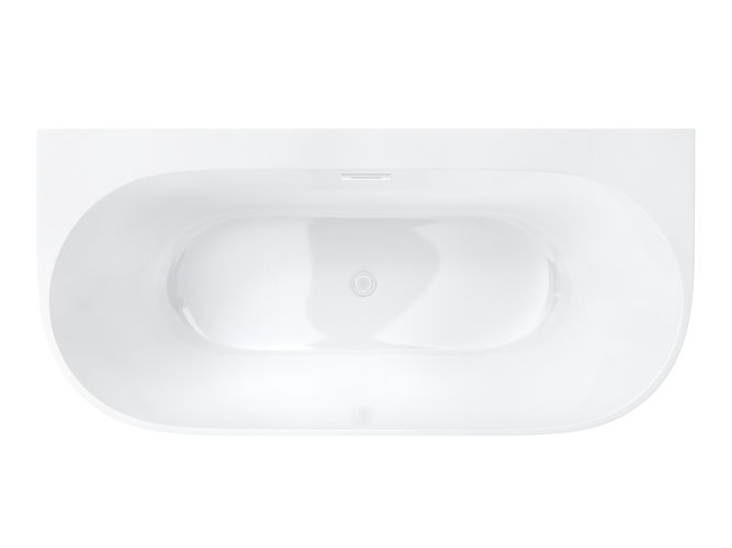 Wanna akrylowa, przyścienna wolnostojąca szeroka krawędź Mono Corsan 160 cm korek klik-klak biały