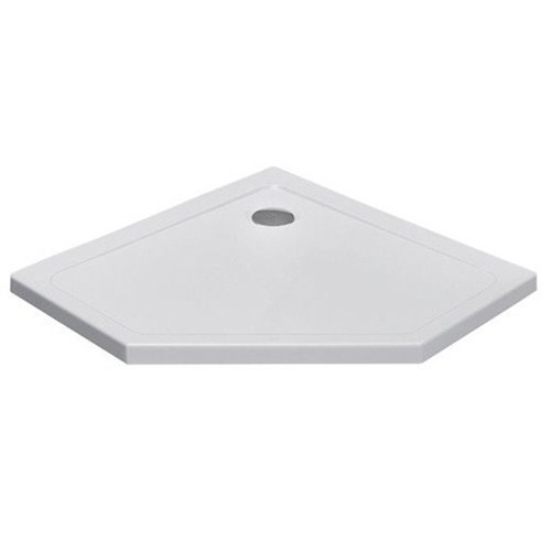 Biały brodzik prysznicowy pięciokątny 100x100 ST07C wysokość 5 cm