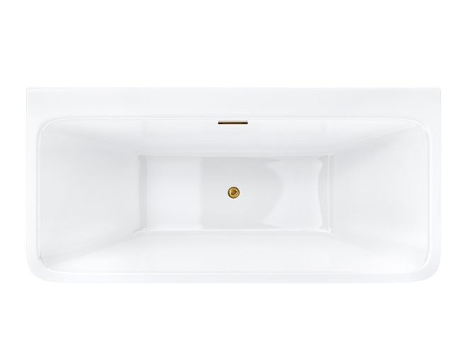 Wanna akrylowa, przyścienna wolnostojąca Iseo Corsan 170 cm korek klik-klak złoty