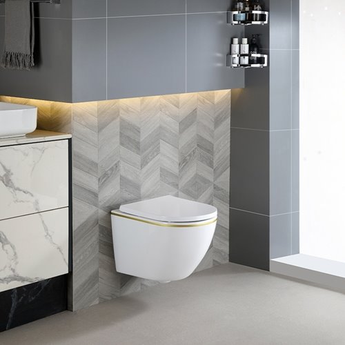 Zestaw podtynkowy stelaż GEBERIT DUOFIX + miska PEAK-WH-GL-RIM-02 + przycisk DELTA 50 chrom