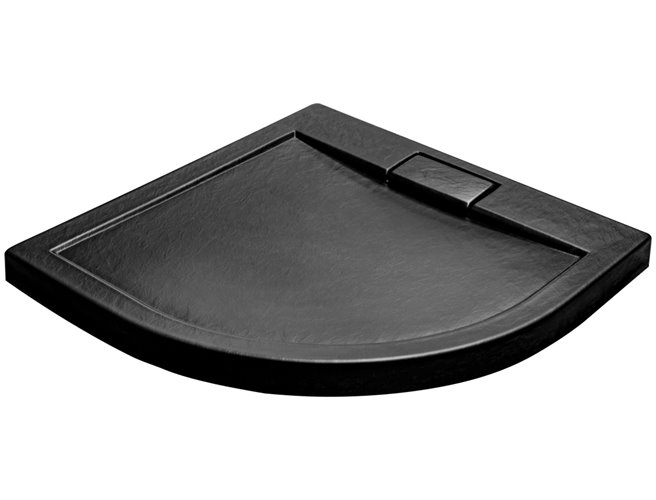 Zarya Besco chromowana kabina prysznicowa 90x90 powłoka ProClean + czarny brodzik 4,5 cm Axim Stone Effect Black