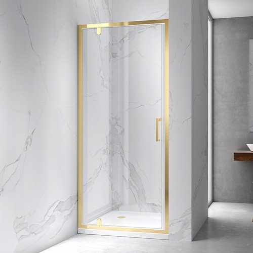 Złote drzwi prysznicowe wnękowe 70 cm