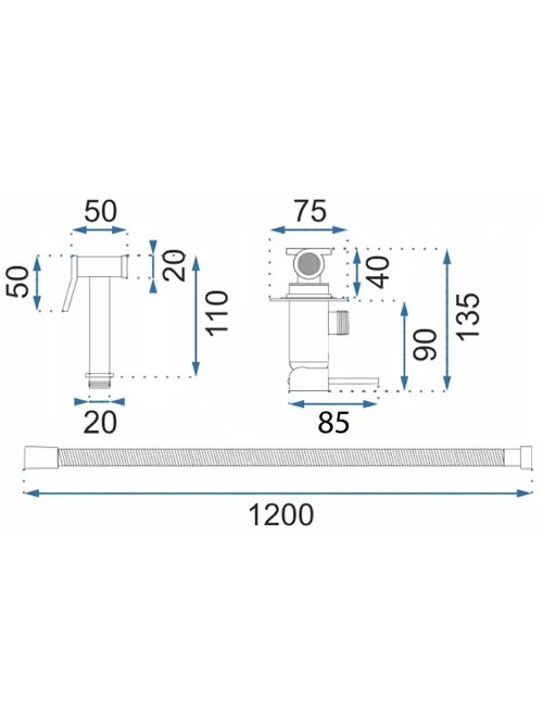 Bateria bidetowa Rea Lungo Diamond złota