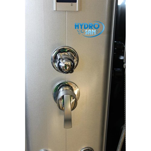 Kabina prysznicowa z hydromasażem i sauną niski brodzik czarne ściany 100x100