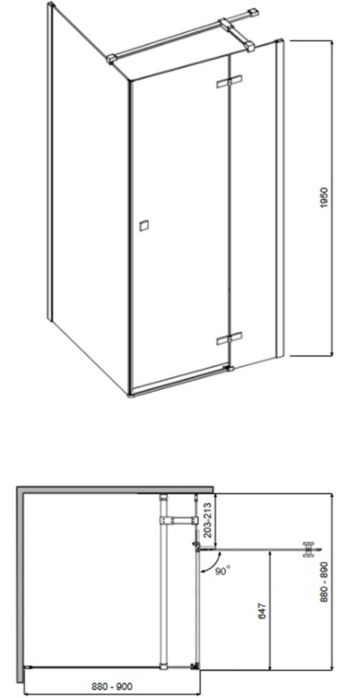 Złota kwadratowa kabina prysznicowa 90x90 prawa Pixa Gold Besco