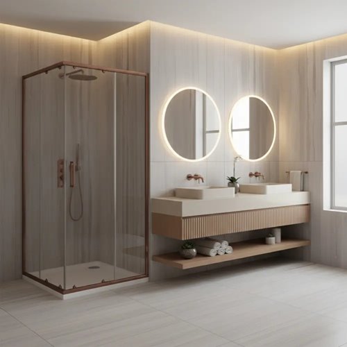 Kabina kwadratowa 90x90 miedź szczotkowana