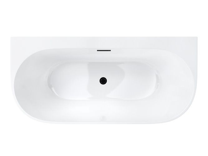 Wanna akrylowa, przyścienna wolnostojąca szeroka krawędź Mono Corsan 150 cm korek klik-klak grafit