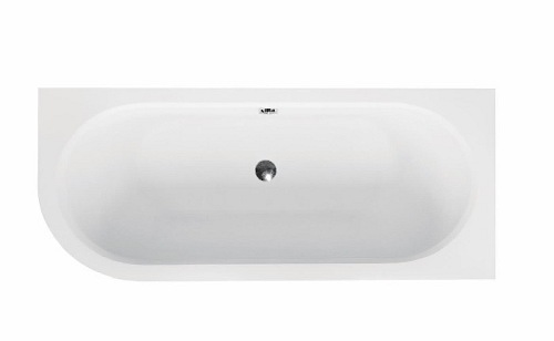 Czarno-biała ryflowana wanna asymetryczna akrylowa z obudową Avita Besco 150 cm Prawa