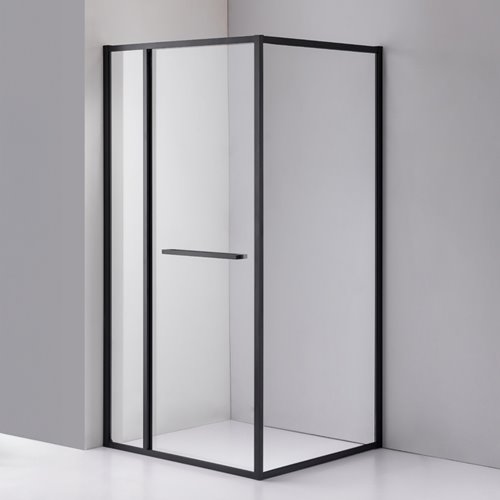 Czarna prostokątna kabina prysznicowa Kira 100x90 drzwi rozsuwane do wewnątrz