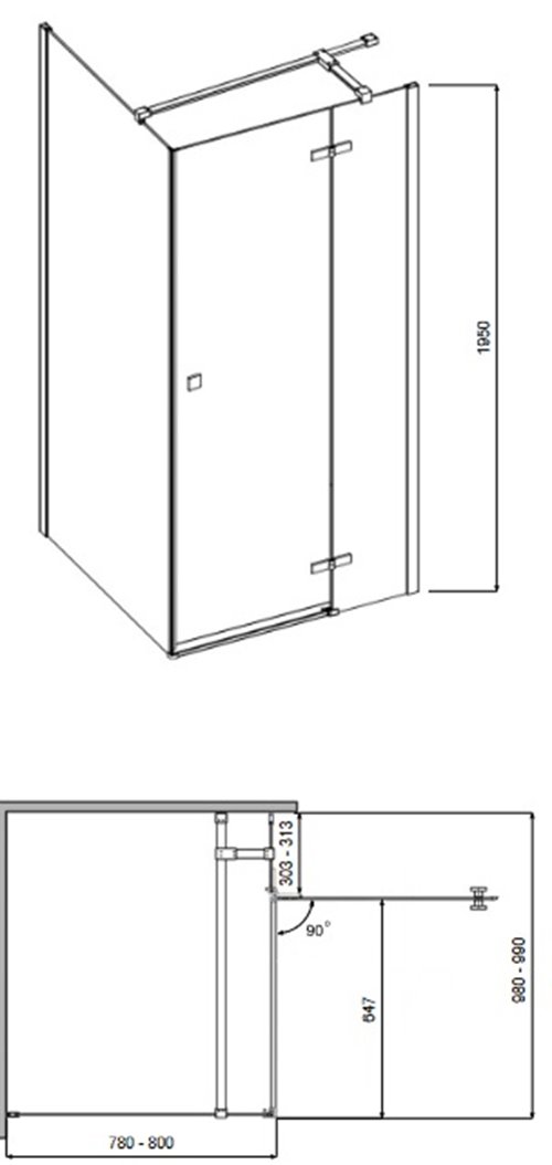 Złota prostokątna kabina prysznicowa 100x80 prawa Pixa Gold Besco