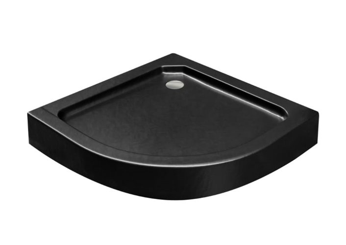 Zarya Besco chromowana kabina prysznicowa 90x90 powłoka ProClean + czarny brodzik 15 cm Alex Stone Effect Black