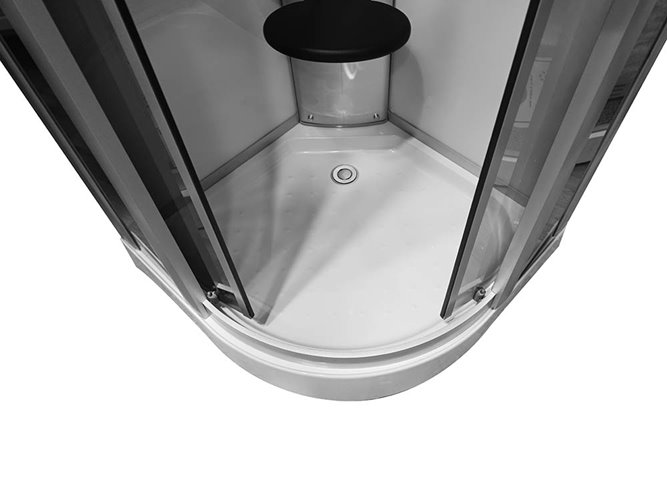 Kabina prysznicowa biała wewnątrz zabudowana z hydromasażem niski brodzik 90x90 cm MO-06089BW