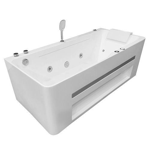Przyścienna wanna z hydromasażem prostokątna konglomerat 170x80 cm MO-1803B